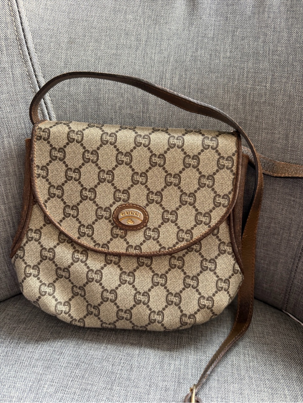 Gucci Beige and Brown Monogram Crossbody Bag